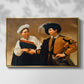 Front view of The Fortune Teller (Capitoline Version), c. 1599 by Caravaggio in a gold floater framed canvas.