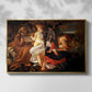 Front view of Rest on the Flight into Egypt, c. 1597 by Caravaggio in a gold floater framed canvas.