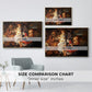 Size comparison chart for gold floater framed canvas featuring Rest on the Flight into Egypt, c. 1597 by Caravaggio.