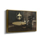 Angled view of Interior, after Dinner, 1868-1869 by Claude Monet in a gold floater framed canvas.