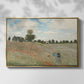 Front view of The Poppy Field near Argenteuil, 1873 by Claude Monet in a gold floater framed canvas.