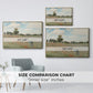 Size comparison chart for gold floater framed canvas featuring The Poppy Field near Argenteuil, 1873 by Claude Monet.