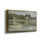 Angled view of The Bridge at Argenteuil, 1874 by Claude Monet in a gold floater framed canvas.