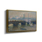 Angled view of Waterloo Bridge, Gray Day, 1903 by Claude Monet in a gold floater framed canvas.