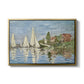 Regatta at Argenteuil, 1872 by Claude Monet in a gold floater framed canvas wall art display.