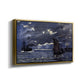 Angled view of A Seascape, Shipping by Moonlight, 1864 by Claude Monet in a gold floater framed canvas.