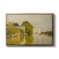 Houses on the Achterzaan, 1871 by Claude Monet in a gold floater framed canvas wall art display.
