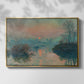 Front view of Sunset on the Seine at Lavacourt, Winter Effect, 1880 by Claude Monet in a gold floater framed canvas.
