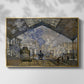 Front view of The Gare Saint-Lazare, 1877 by Claude Monet in a gold floater framed canvas.
