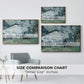 Size comparison chart for gold floater framed canvas featuring The Saint-Lazare Station, 1877 by Claude Monet.