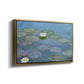 Angled view of Water Lilies (Nymphéas), 1897-1899 by Claude Monet in a gold floater framed canvas.