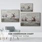 Size comparison chart for gold floater framed canvas featuring Windmills near Zaandam, 1871 by Claude Monet.