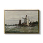 Windmill at Zaandam, 1871 by Claude Monet in a gold floater framed canvas wall art display.