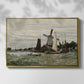 Front view of Windmill at Zaandam, 1871 by Claude Monet in a gold floater framed canvas.
