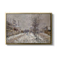 The Boulevard de Pontoise at Argenteuil, Snow Effect, 1875 by Claude Monet in a gold floater framed canvas wall art display.