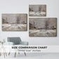Size comparison chart for gold floater framed canvas featuring The Boulevard de Pontoise at Argenteuil, Snow Effect, 1875 by Claude Monet.