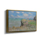 Angled view of The Cliff Walk at Pourville, 1882 by Claude Monet in a gold floater framed canvas.