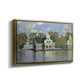 Angled view of Houses on the Zaan River at Zaandam, 1871 by Claude Monet in a gold floater framed canvas.