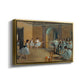 Angled view of The Dance Foyer at the Opera on the Rue Le Peletier, 1872 by Edgar Degas in a gold floater framed canvas.