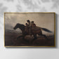 Front view of A Ride for Liberty – The Fugitive Slaves, c. 1862 by Eastman Johnson in a gold floater framed canvas.