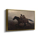 Angled view of A Ride for Liberty – The Fugitive Slaves, c. 1862 by Eastman Johnson in a gold floater framed canvas.