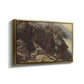 Angled view of High Mountain Study, c. 1870 by Edward Theodore Compton in a gold floater framed canvas.