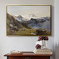 Gold floater framed canvas featuring The Großglockner from the Prager Hut, 1890 by Edward Theodore Compton above an entryway table in a minimalist foyer.