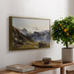 The Großglockner from the Prager Hut, 1890 by Edward Theodore Compton, presented in a gold floater framed canvas featuring a view of Großglockner peak from alpine hut overlooking valley, displayed above a hallway console table.