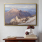 Gold floater framed canvas featuring Hoher Göll from Watzmann-Hocheck, 1919 by Edward Theodore Compton above an entryway table in a minimalist foyer.