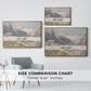Size comparison chart for gold floater framed canvas featuring Shepherds (Pasterze), c. 1921 by Edward Theodore Compton.