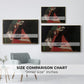 Size comparison chart for gold floater framed canvas featuring Cardinal and Nun (Caress), 1912 by Egon Schiele.