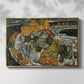 Front view of Crescent of Houses II (Island Town), 1915 by Egon Schiele in a gold floater framed canvas.