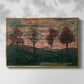 Front view of Four Trees, 1917 by Egon Schiele in a gold floater framed canvas.