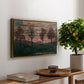 Four Trees, 1917 by Egon Schiele, presented in a gold floater framed canvas featuring four trees standing in open landscape against colorful sky, displayed above a hallway console table.