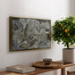 Mödling II, 1918 by Egon Schiele, presented in a gold floater framed canvas featuring clustered geometric houses forming dense urban landscape with sharp angles, displayed above a hallway console table.