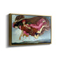 Angled view of Night and Sleep, 1878 by Evelyn De Morgan in a gold floater framed canvas.
