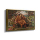 Angled view of A Soul in Hell, c. 1901-1902 by Evelyn De Morgan in a gold floater framed canvas.