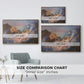 Size comparison chart for gold floater framed canvas featuring Twilight, 1914 by Evelyn De Morgan.