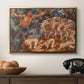 Boreas and the Fallen Leaves, c. 1910-1914 by Evelyn De Morgan in a gold floater framed canvas displayed above a console table in a hallway, featuring a symbolic representation of motion and seasonal change.
