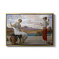 Winding the Skein, c. 1878 by Frederic Leighton in a gold floater framed canvas wall art display.