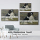 Size comparison chart for silver floater framed canvas featuring Tama, the Japanese Dog, c. 1876 by Pierre-Auguste Renoir.