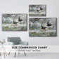 Size comparison chart for silver floater framed canvas featuring Common Swifts, 1886 by Bruno Liljefors.