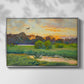 Front view of Flying Duck at Sunset, 1924 by Bruno Liljefors in a silver floater framed canvas.