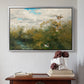 Silver floater framed canvas featuring Wild Ducks (Grasänder), 1890 by Bruno Liljefors above an entryway table in a minimalist foyer.