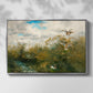 Front view of Wild Ducks (Grasänder), 1890 by Bruno Liljefors in a silver floater framed canvas.