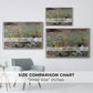 Size comparison chart for silver floater framed canvas featuring Cat on a Flowery Meadow, 1887 by Bruno Liljefors.