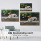 Size comparison chart for silver floater framed canvas featuring Portrait of a Dog, 1891 by Bruno Liljefors.