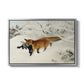 Fox in Snow Landscape, 1900 by Bruno Liljefors in a silver floater framed canvas wall art display.