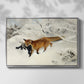 Front view of Fox in Snow Landscape, 1900 by Bruno Liljefors in a silver floater framed canvas.