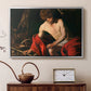 Silver floater framed canvas featuring a biblical youth seated outdoors with symbolic staff and minimal landscape, displayed above a cabinet in a soft-toned living room.